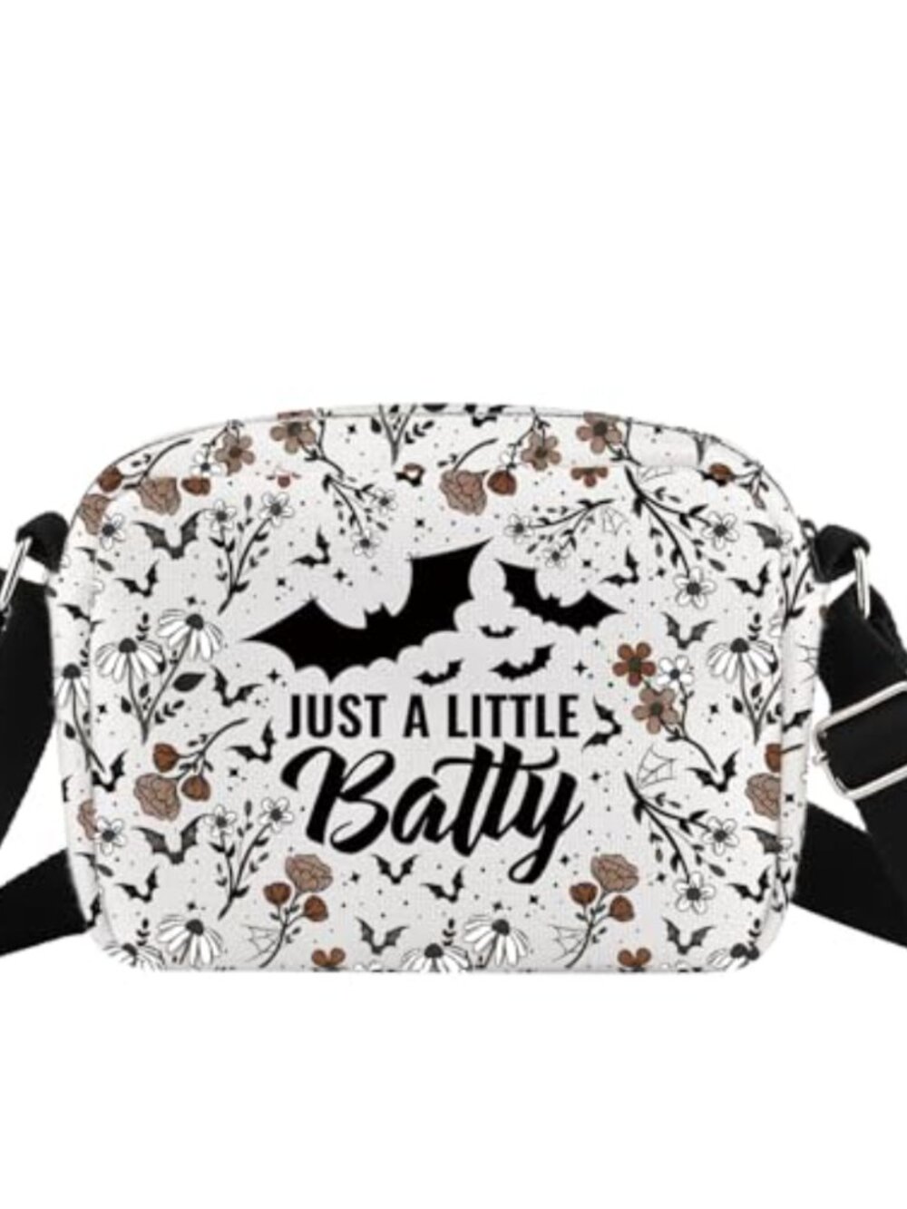 Bat Gothic Floral Polyester Crossbody Sling Bag Halloween Gift
